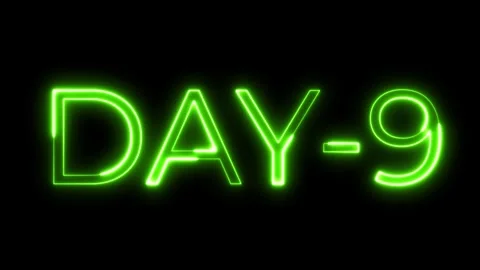 Day 9 Neon Typography Animation Stock Footage 321658246