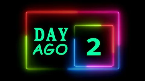 Day ago two neon frames with text Ilustração Stock