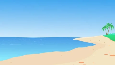Day and Night Beach Animation with Stars and Ocean Water. Seamless beach view  Stock Footage 325495541