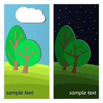 Day and Night on a Clearing in the Forest.. Illustrazione stock