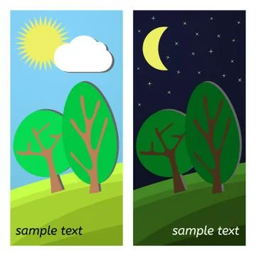 Day and Night on a Clearing Illustrazione stock