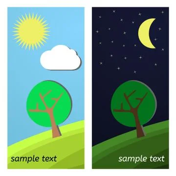Day and Night on a Clearing Stock Illustration