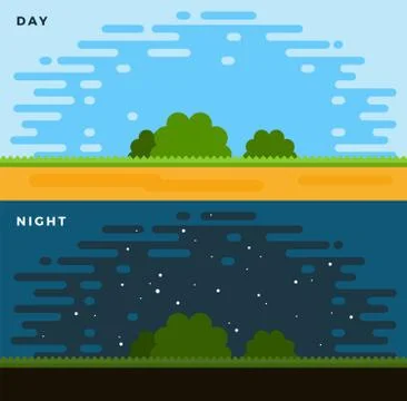 Day and Night flat vector illustration Stock Illustration