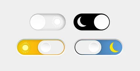 Day and night mode. Dark mode and light mode. Modern button set. Material design 스톡 일러스트