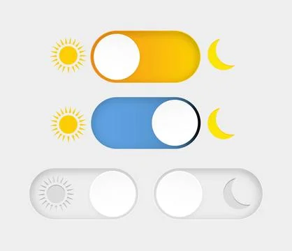 Day and night mode. Dark mode and light mode. Modern button set. Material design Illustrazione stock