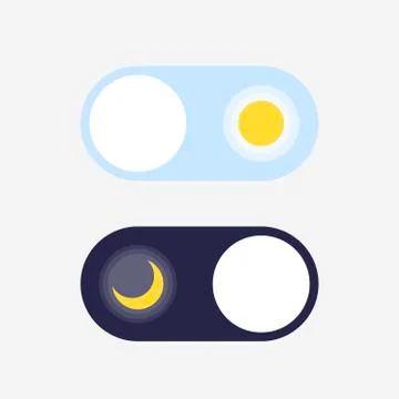 Day and Night mode switch. Sun and Moon. Sleeping mode turn on, off. On Off Stock Illustration