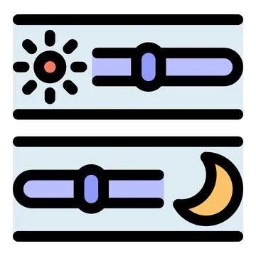 Day and night mode switch setting showing sun and moon icons Stock Illustration