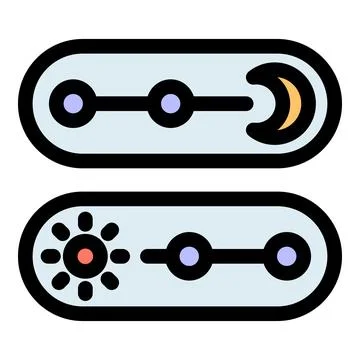 Day and night mode switch button showing sun and moon icons Illustrazione stock