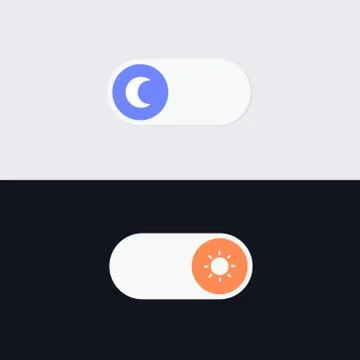 Day and Night Mode Switcher for Phone Screens. Toggle Element for Mobile App, We Illustrazione stock