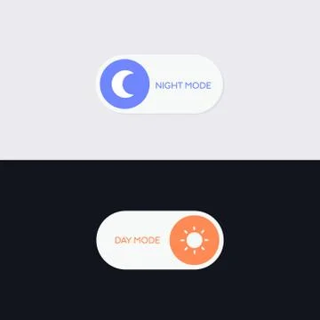 Day and Night Mode Switcher for Phone Screens. Toggle Element for Mobile App, We Illustrazione stock