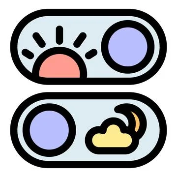 Day and night mode toggle switch showing sun and moon icons Illustrazione stock