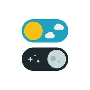 Day and night switcher - web site button with moon and sun to switch the day  Illustrazione stock