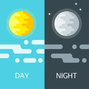Day and night vector illustrations or banners. Sun and Moon. Stock Illustration
