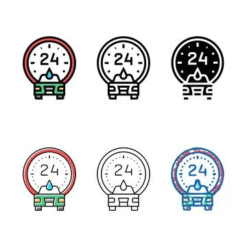 Day and night working car wash service color multipack icon vector Ilustración de archivo