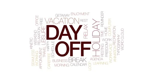 Day off animated word cloud, text design animation. Kinetic typography. Stock Footage 109489631
