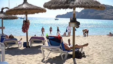 Day at the beach Stock Footage 128347449