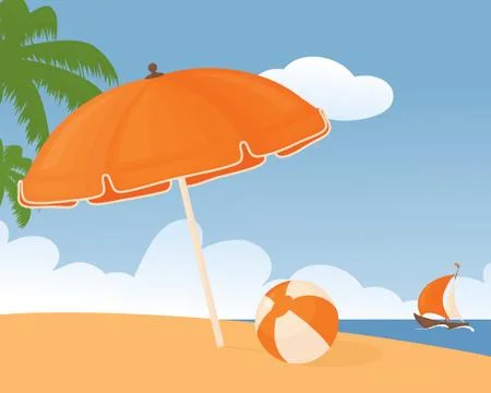 Day at the beach Stock Illustration