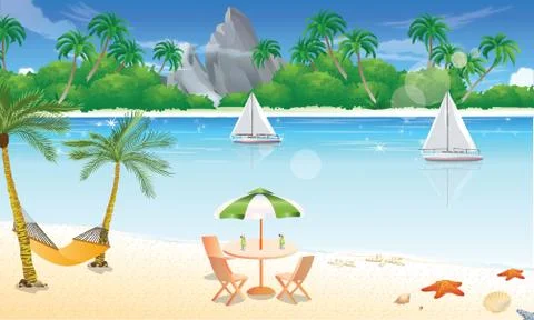 Day at the Beach, illustration Stock Illustration
