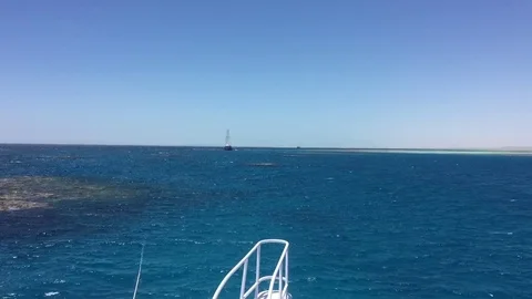 Day Boat Process Plate Tilted of Red Sea in Middle East, ocean sea Light rocking Stock Footage 78155010