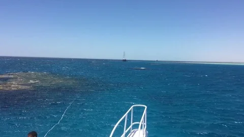 Day Boat Process Plate Tilted of Red Sea in Middle East, ocean sea Light rocking Stock Footage 78192311