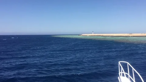 Day Boat Process Plate Tilted of Red Sea in Middle East, ocean sea Light rocking Stock Footage 78192676