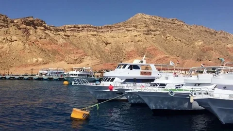 Day Boat Process Plate Tilted of Red Sea in Middle East, ocean sea Light rocking Stock Footage 78192817