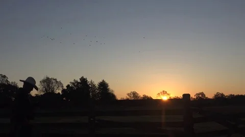 Day breaking, Sunrise on the Western ranch, American rancher Video stock 83662595