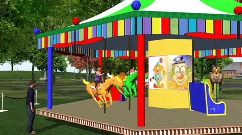 Day at the Carousel:  (Close Shot, Looping) Video stock 34555488