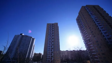 Day changes to night in city block in winter Stock Footage 7177405