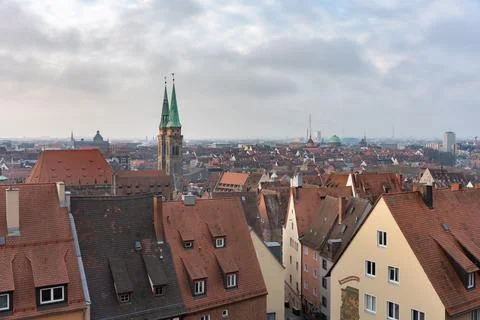 Day cloudy panorama of Nuremberg Stock Photos