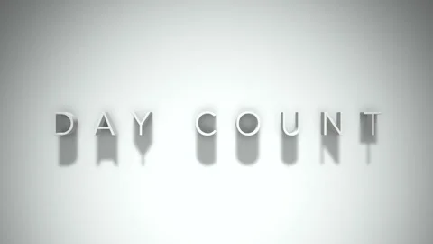 Day count 3D title animation with shadows on a white background Stock Footage 297386904