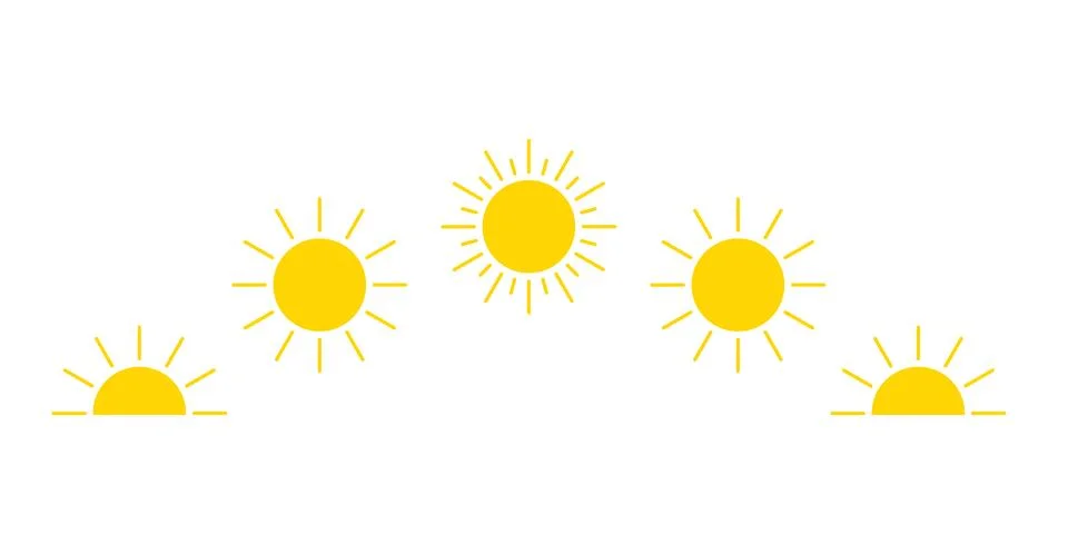 Day cycle and movement path sun icon, sunshine, sunrise or sunset. Decorative Stock Illustration