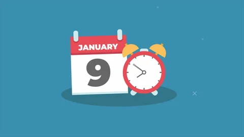Day date 9 january Video stock 224560211