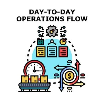 Day to day operations flow chart concept Stock Illustration