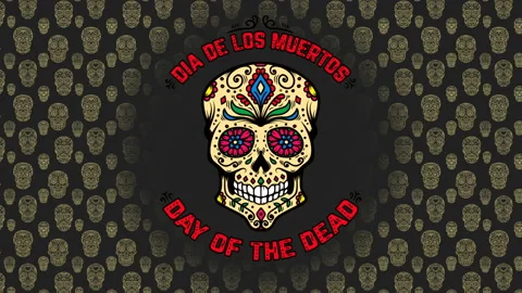 Day of the dead. Animated Card with background from mexican sugar skulls Stock Footage 94853785