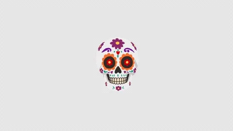 Day of the Dead Animated Skull Stockbeeldmateriaal 346177126