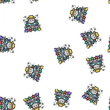 Day of dead celebrative parade vector seamless pattern 库存插图