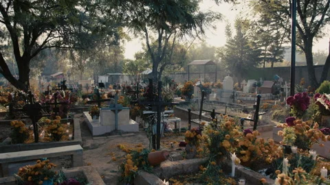Day Of The Dead Cemetery Candles during the day Stock Footage 270103053