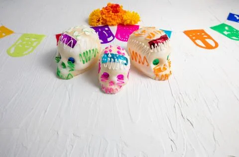Day of the dead composition, sugar skulls Stock Photos
