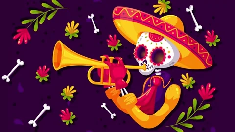 Day of the dead decoration, mexican tradition, dia de muertos flyers 4k Stock Footage 252622453
