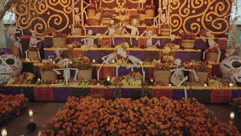 Day of The Dead Dia de los Muertos Ofrenda Altar Decoration Oaxaca Mexico Stock-Footage 256098649