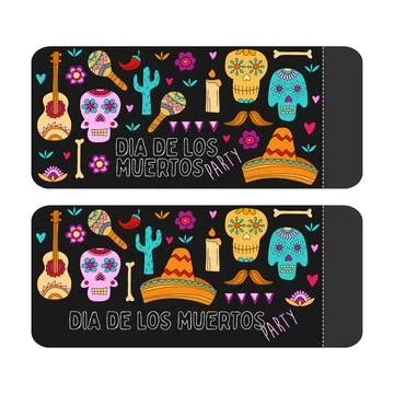 Day of the dead, Dia de los muertos, banner with colorful Mexican elements イラスト素材