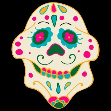 Day of the Dead, Dia de los Muertos, Sugar Skulls with Colorful Mexican Elements Stock Illustration