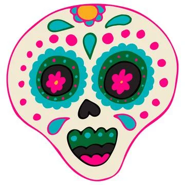 Day of the Dead. Dia de los Muertos. Sugar Skull with Colorful Mexican Elemen Stock Illustration