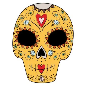 Day of the Dead. Dia de los muertos. Mexico. Sugar Skull on a transparent Stock Illustration