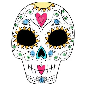 Day of the Dead. Dia de los muertos. Mexico. Sugar Skull on a transparent Stock Illustration