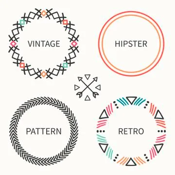 Day of the Dead frame set. Tribal hand drawn line mexican ethnic pattern. Border Stock Illustration