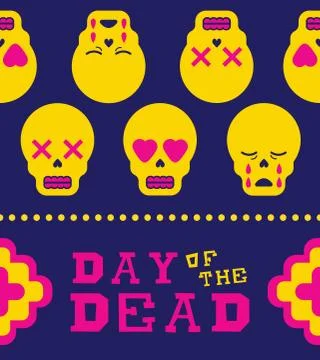 Day of the dead fun sugar skull emoji icon pattern Stock Illustration