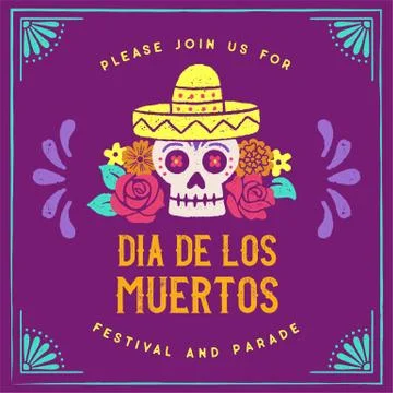 Day of the Dead Hand Drawn Logo Design Stock Illustration