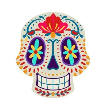Day of the Dead happy smiling calavera sugar skull Stock Illustration